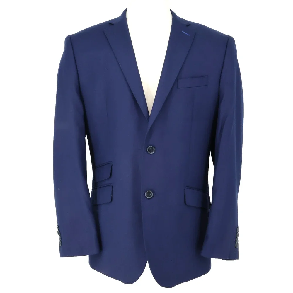 Perry Ellis Portfolio Sport Coat Mens 46R Blue Jacket Blazer Slim Fit Preppy